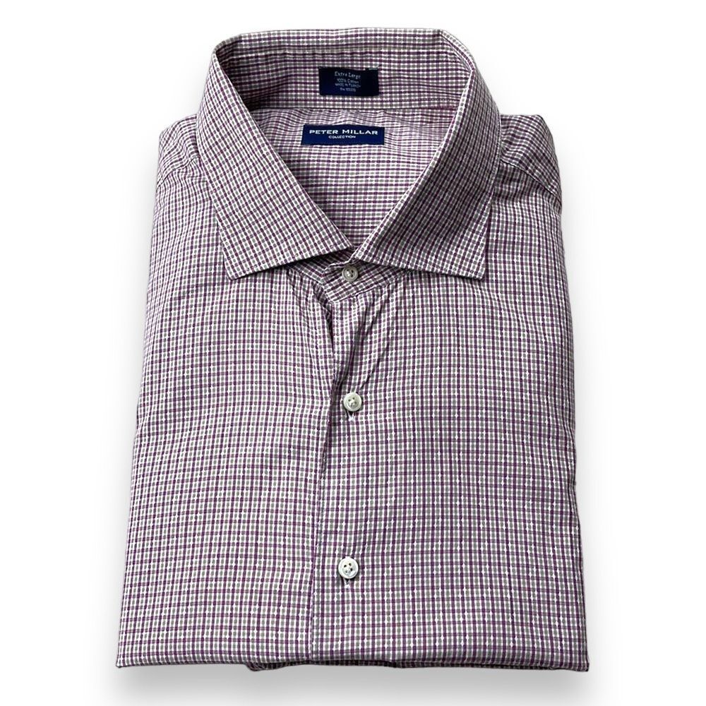 Peter Millar Shirt‎ Mens Extra Large XL Pink Tan Long Sleeve Button Down Shirt